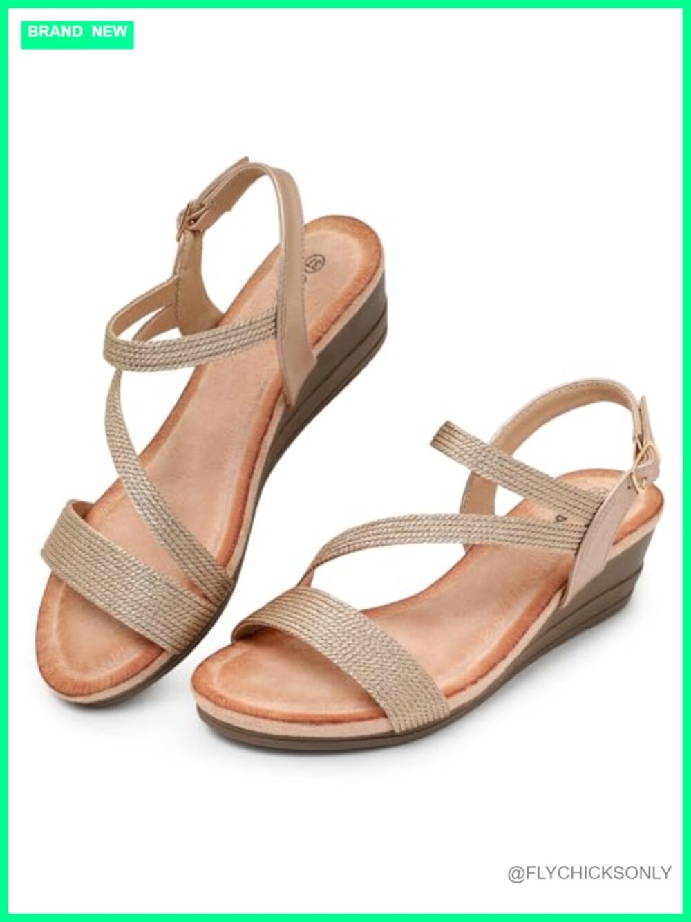 Women's Strappy Wedge Sandals Dressy Low Heel Comfort Ankle Strap Open Toe
